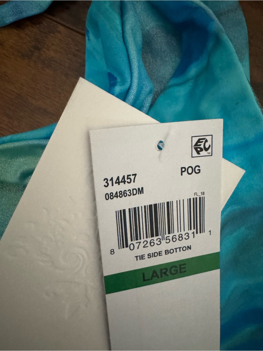 BECCA Blue Green Marble Tie-Side Bikini - Picture 2 of 5